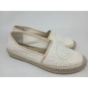 Gucci Women's Ivory White Pilar Espadrille Flats Shoes Size 40.5